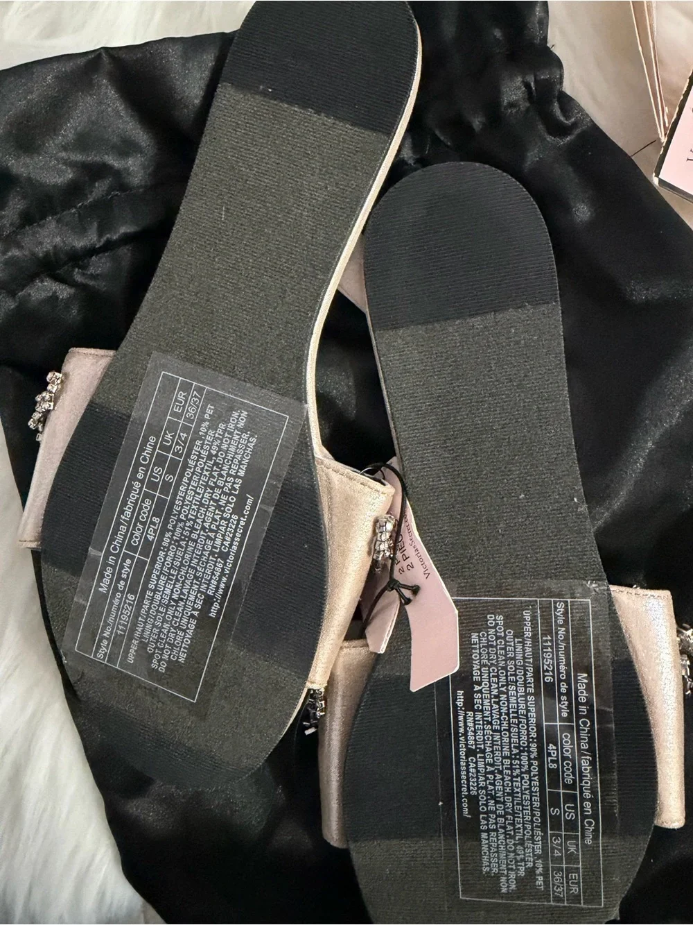 Victoria's Secret Beaded Slide Sandals in Blush gold